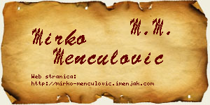 Mirko Menčulović vizit kartica